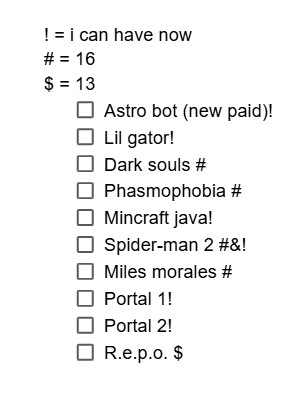 image of all the games i want